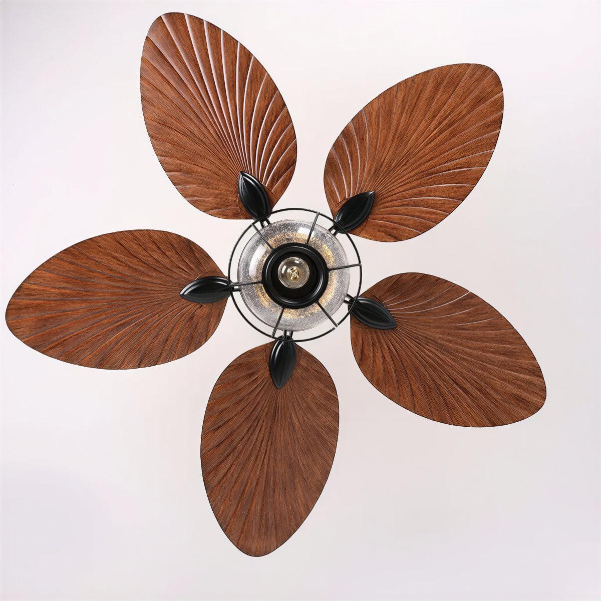 Tropical Leaf Bladed Ceiling Fan With Light