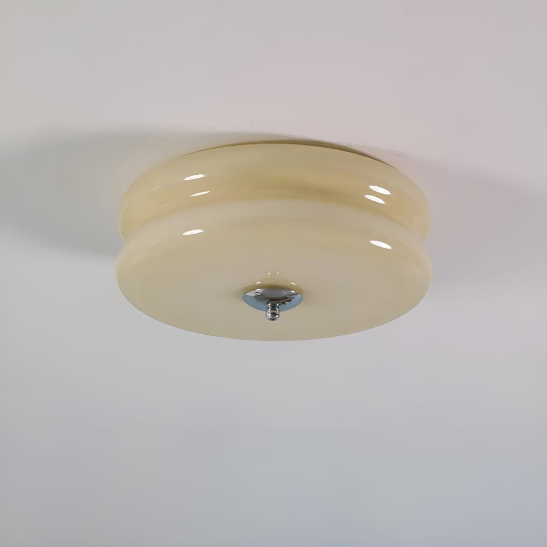 Vintage Art Deco Ceiling Light With Glass Shade
