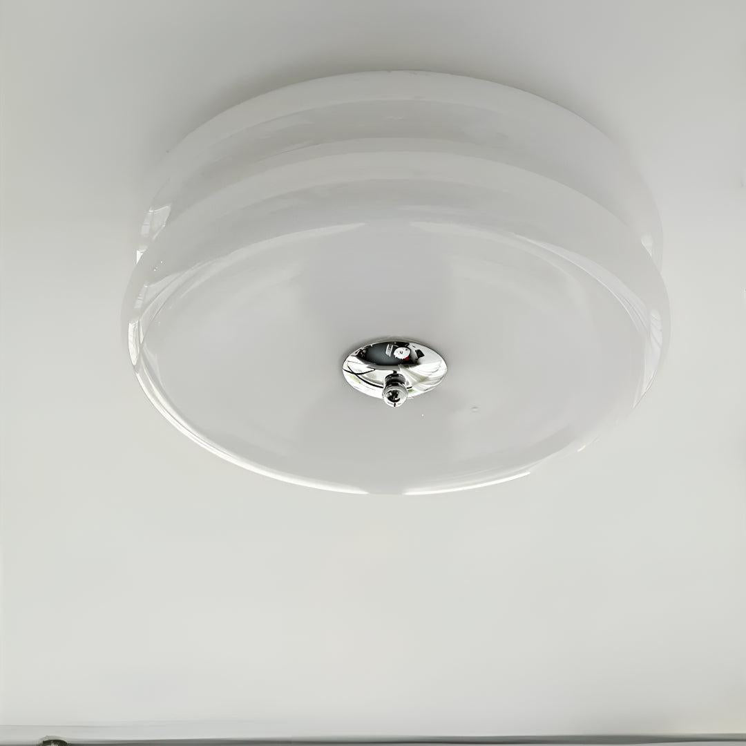 Vintage Art Deco Ceiling Light With Glass Shade