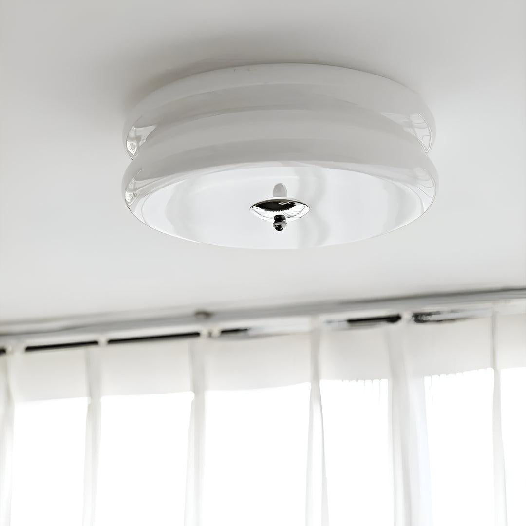Vintage Art Deco Ceiling Light With Glass Shade