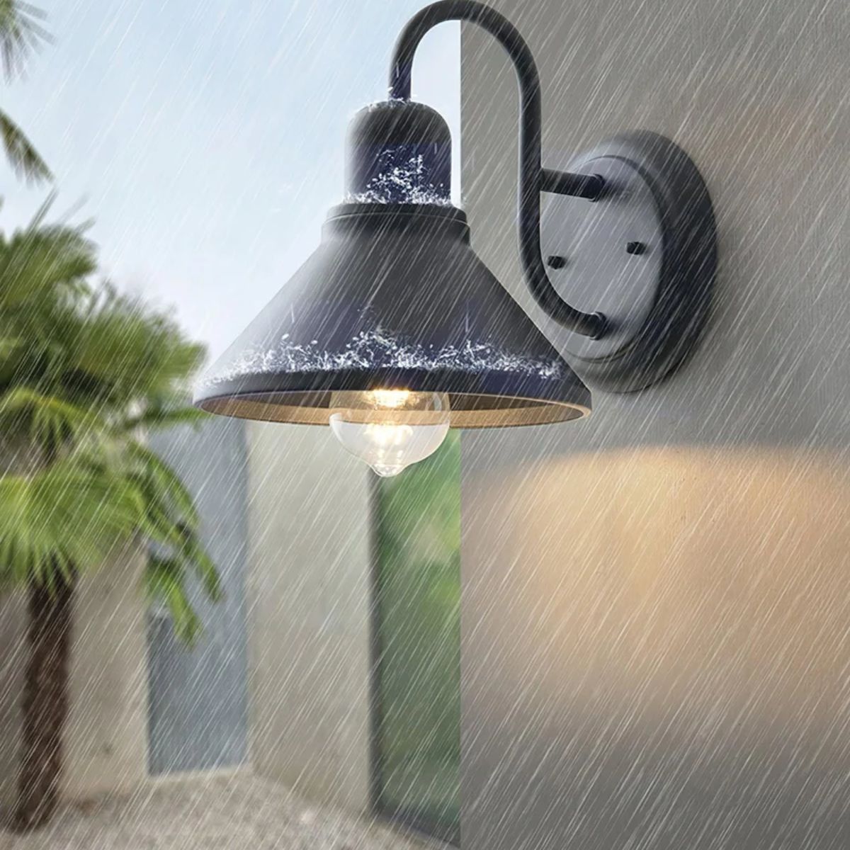 Vintage Outdoor Wall Light With Barn Shade And Gooseneck Design