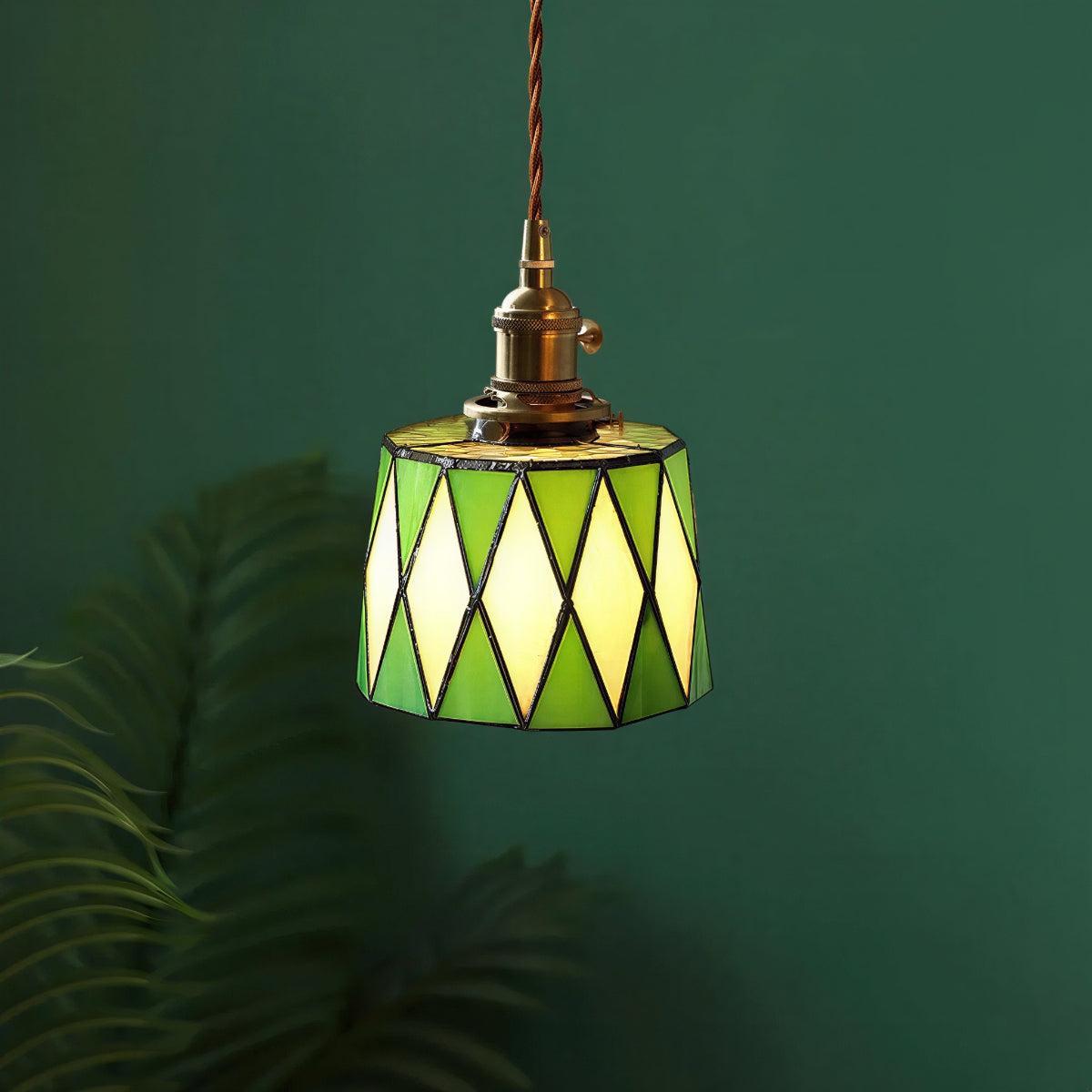 Vintage Stained Glass Pendant Light Shade
