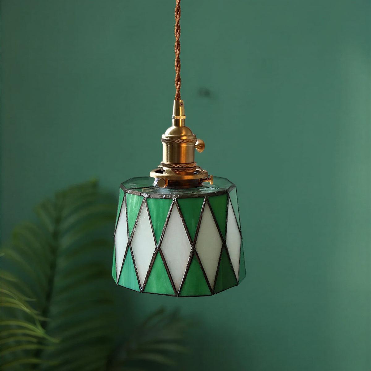 Vintage Stained Glass Pendant Light Shade