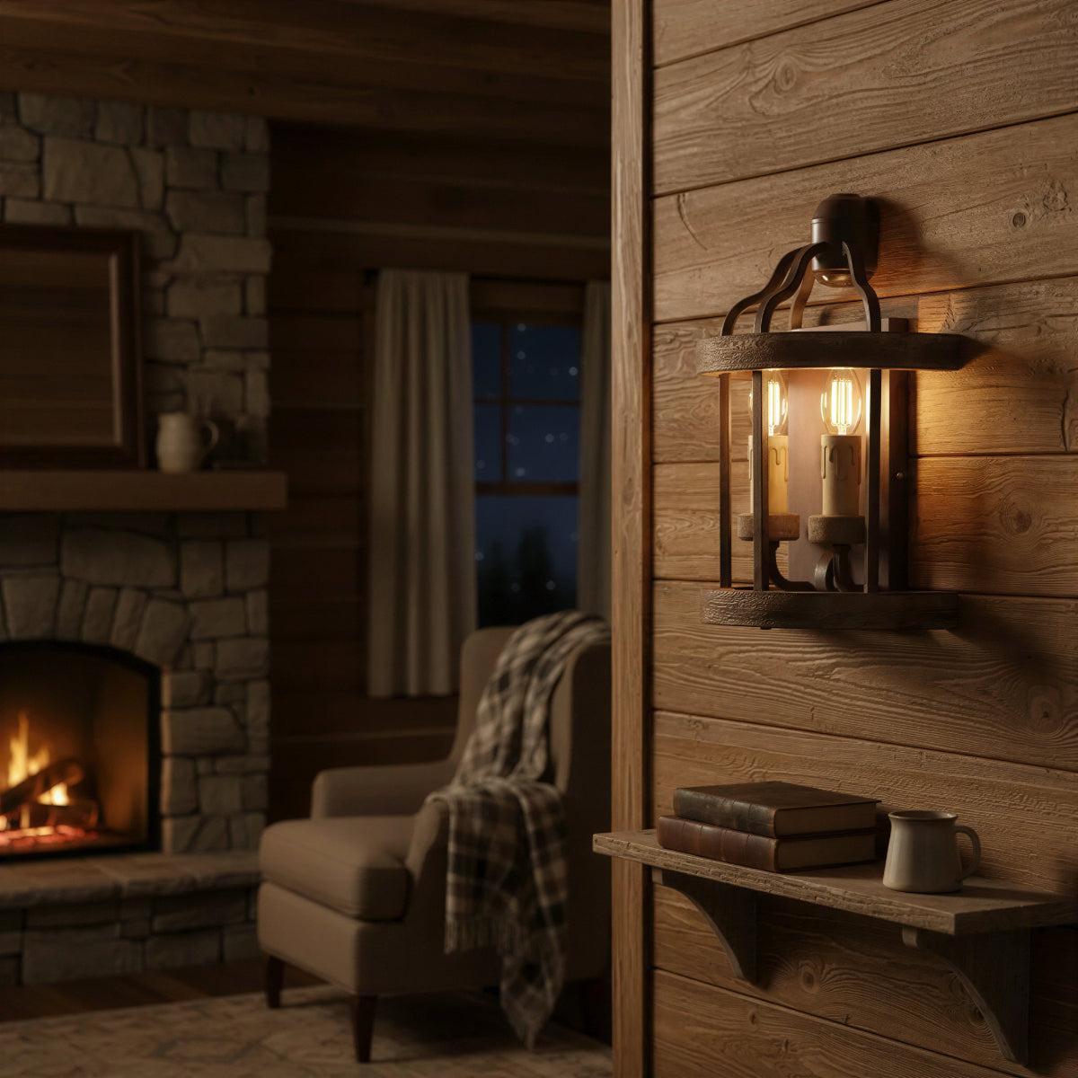 Vintage Wall Sconce Light with Lantern Candle