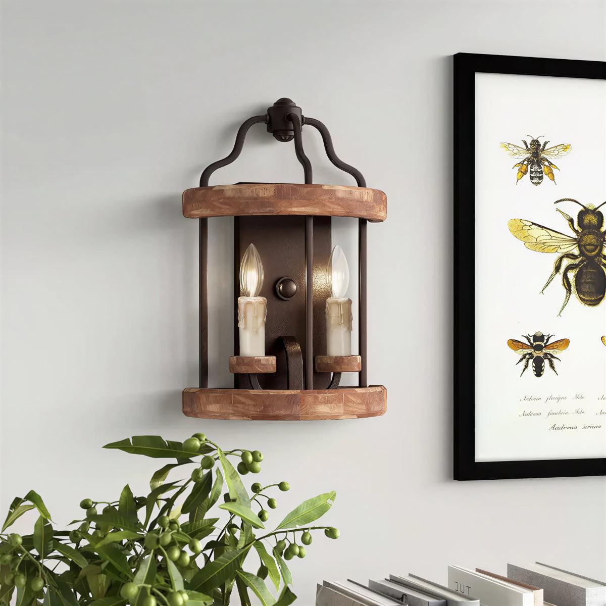 Vintage Wall Sconce Light with Lantern Candle