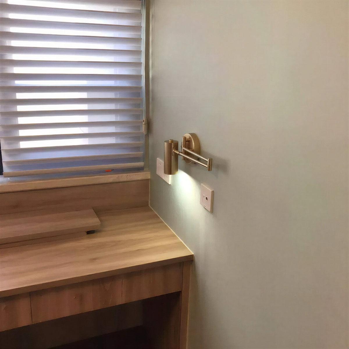 Wall Light Sconce With Adjustable Swing Arm For Reading