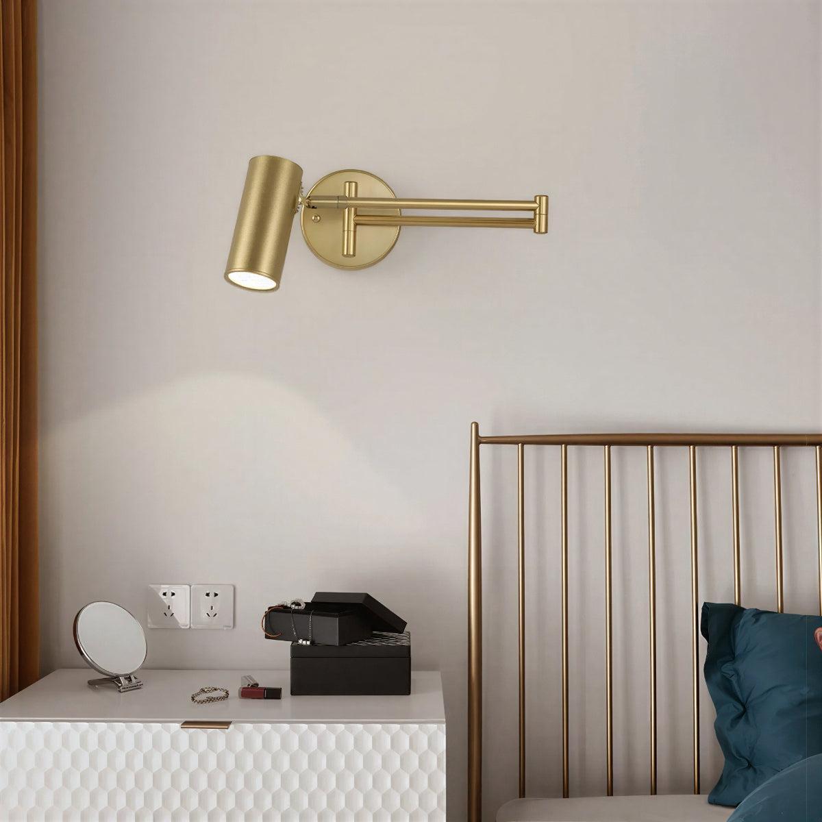 Wall Light Sconce With Adjustable Swing Arm For Reading