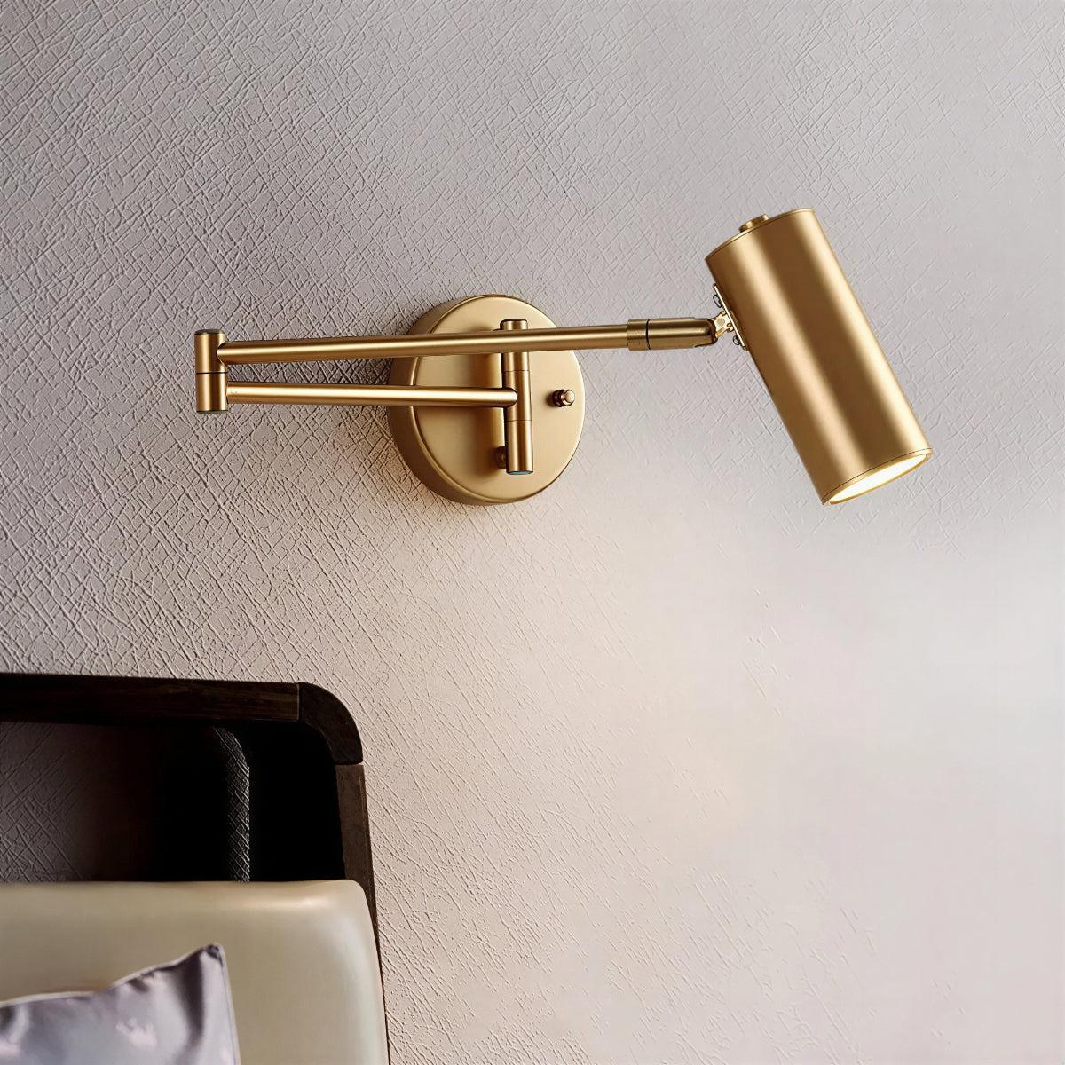 Wall Light Sconce With Adjustable Swing Arm For Reading