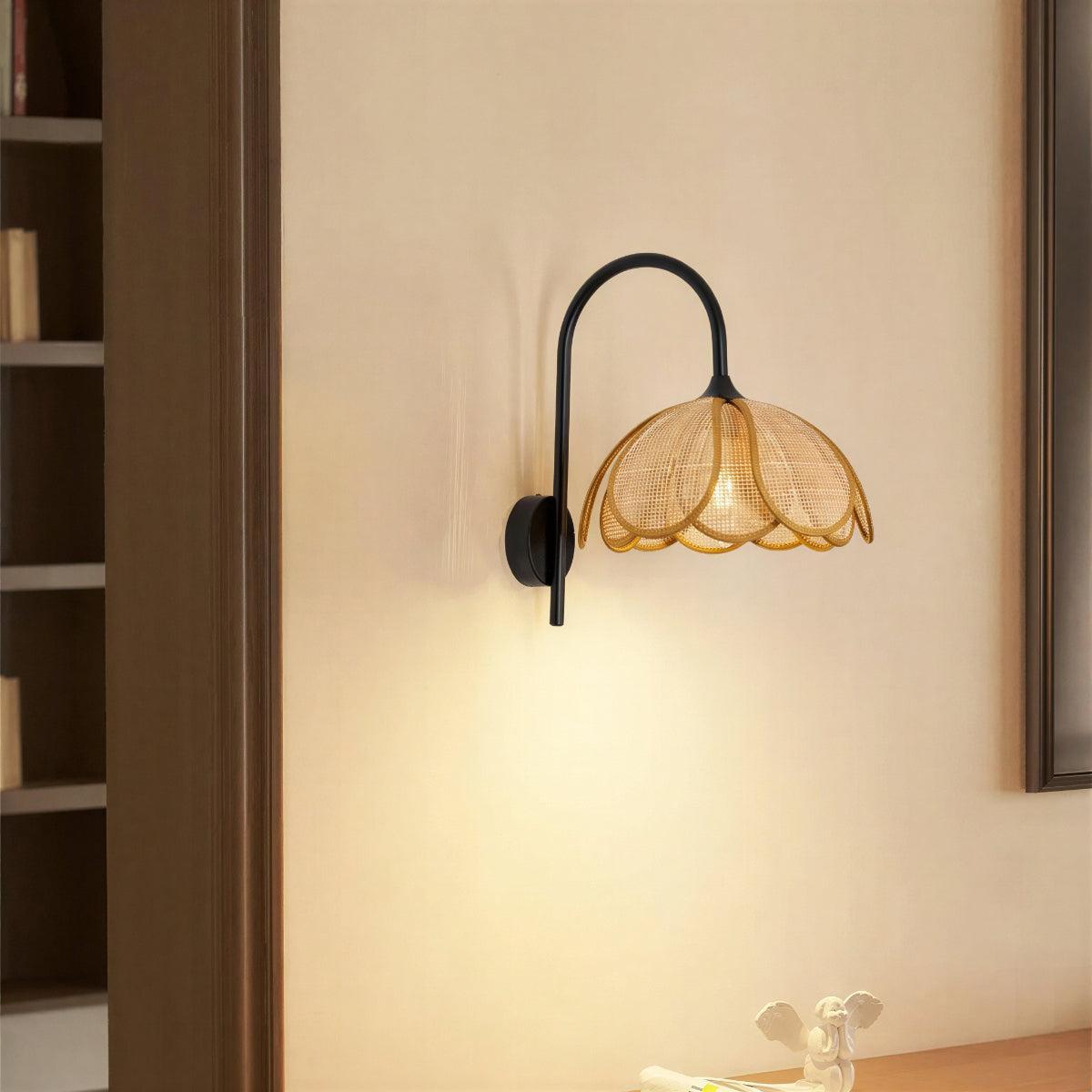 Wall Sconce Light with Bloom Rattan Design