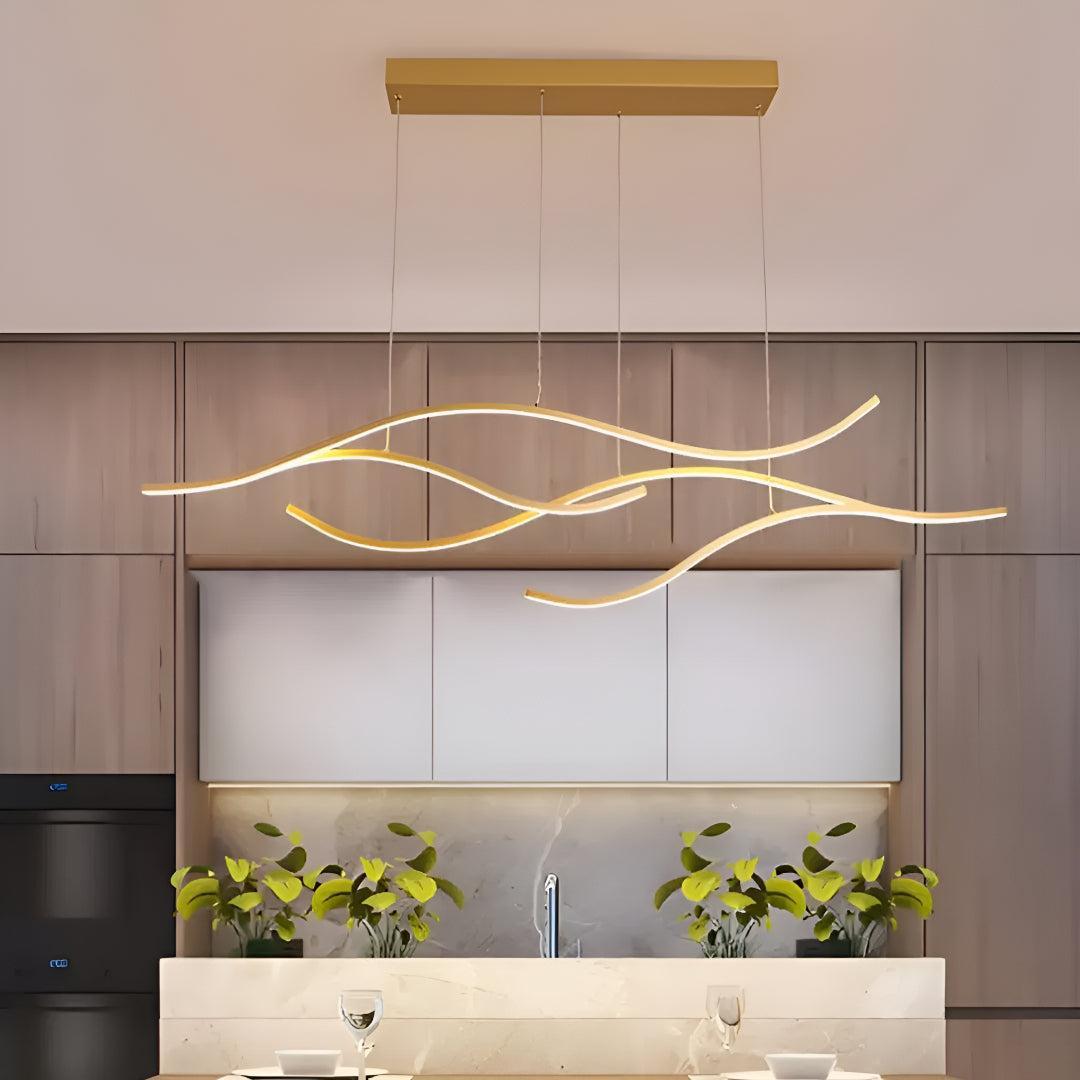 Wave Designed Dining Room LED Linear Pendant Light