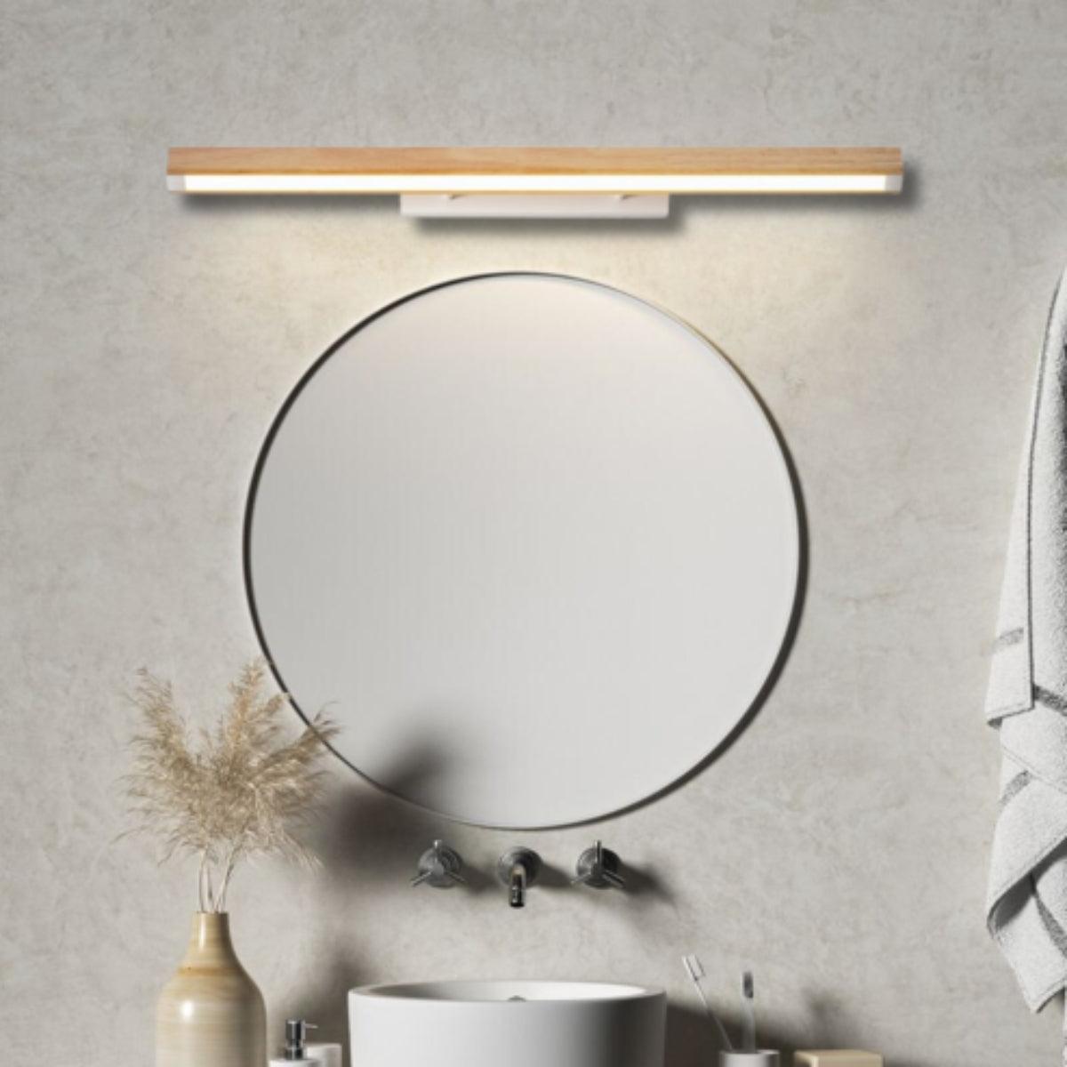 Wood Styled Bathroom Vanity Light Fixture For Above Mirror