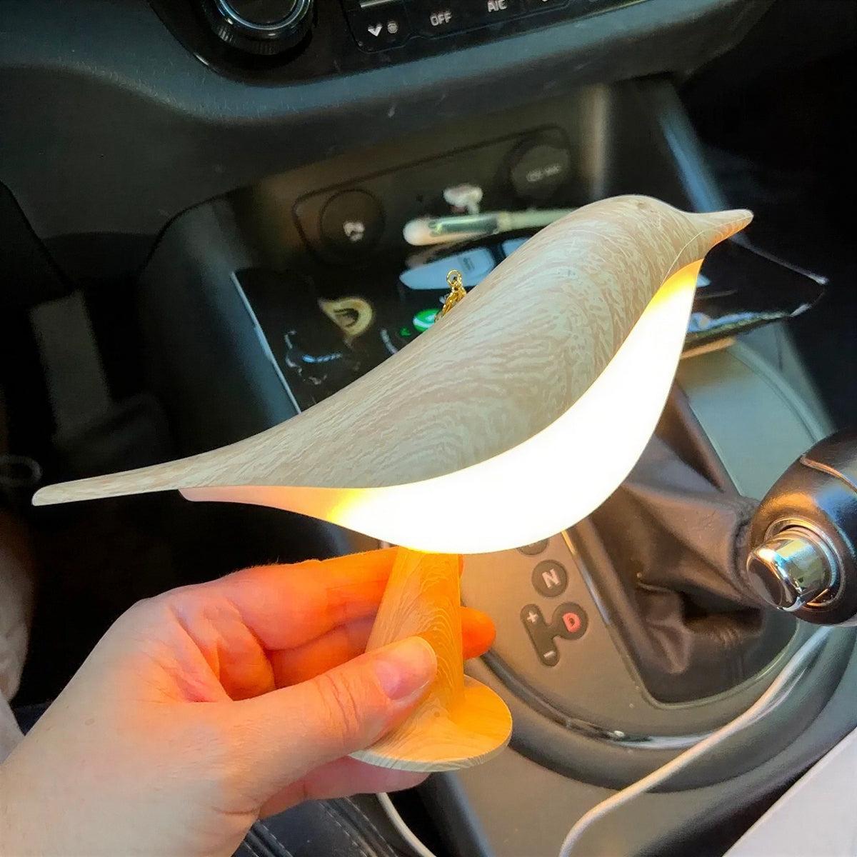Wooden Table Lamp With Bird Design