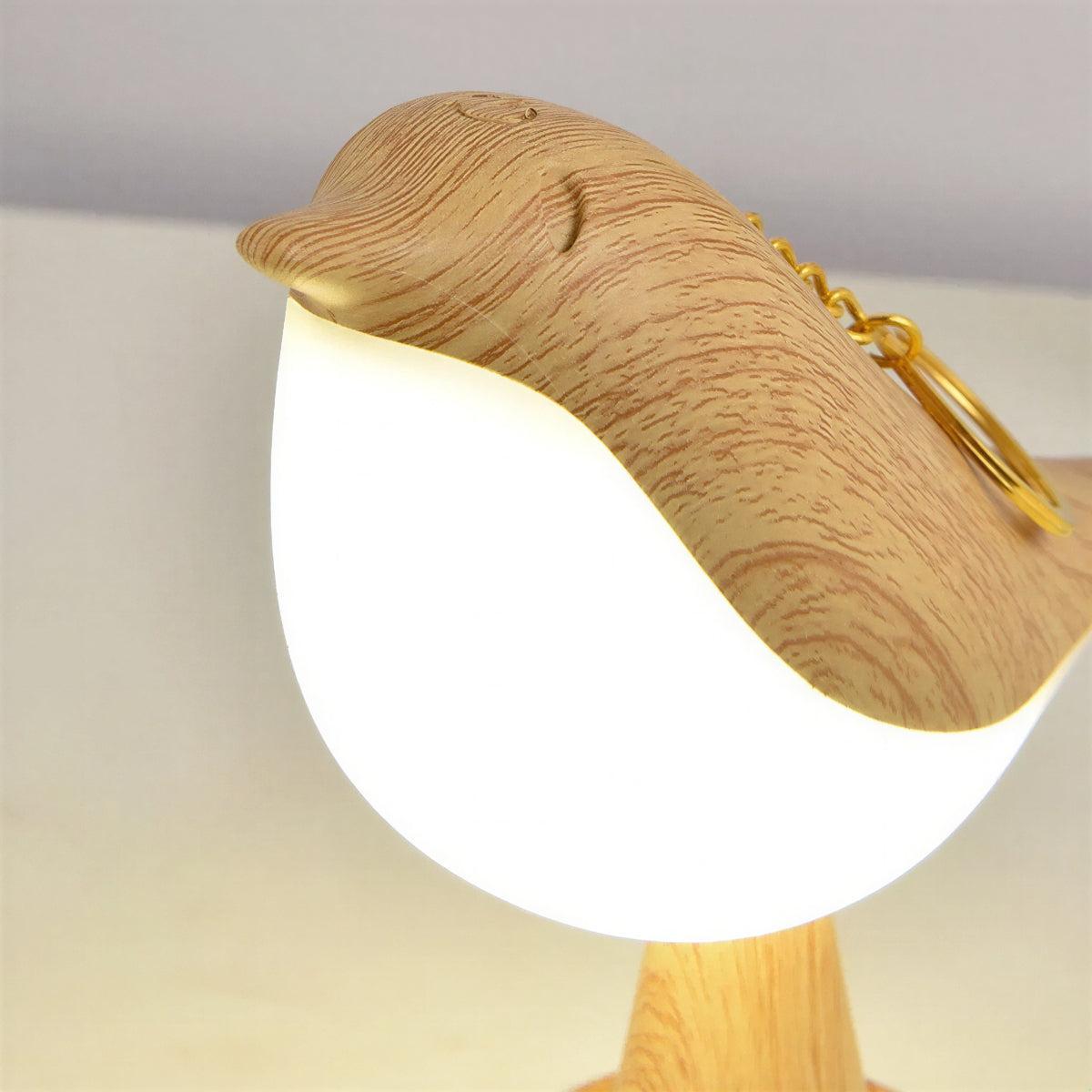 Wooden Table Lamp With Bird Design