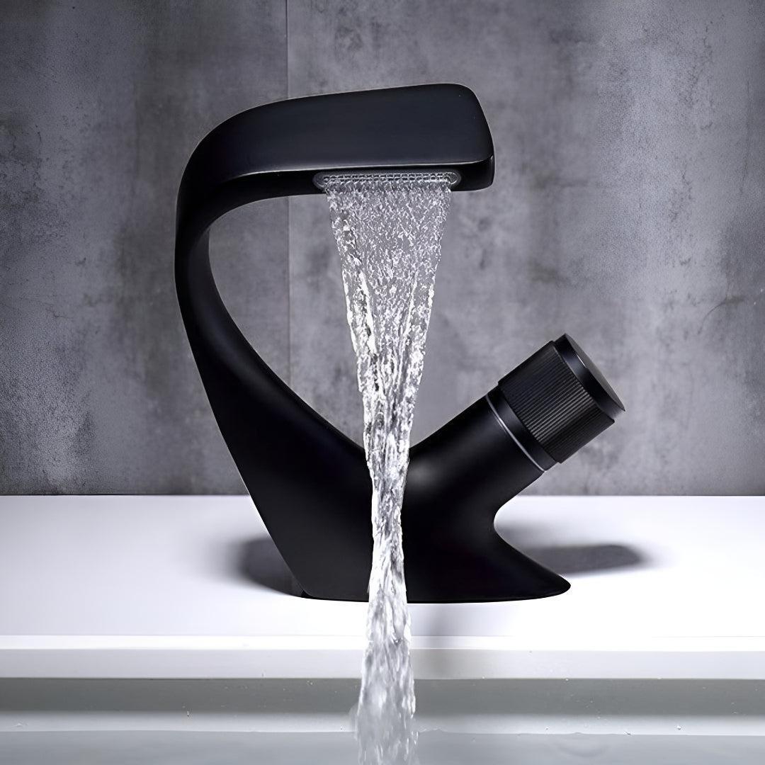 Modern Waterfall Bathroom Sink Faucet - Sleek Single Handle Design