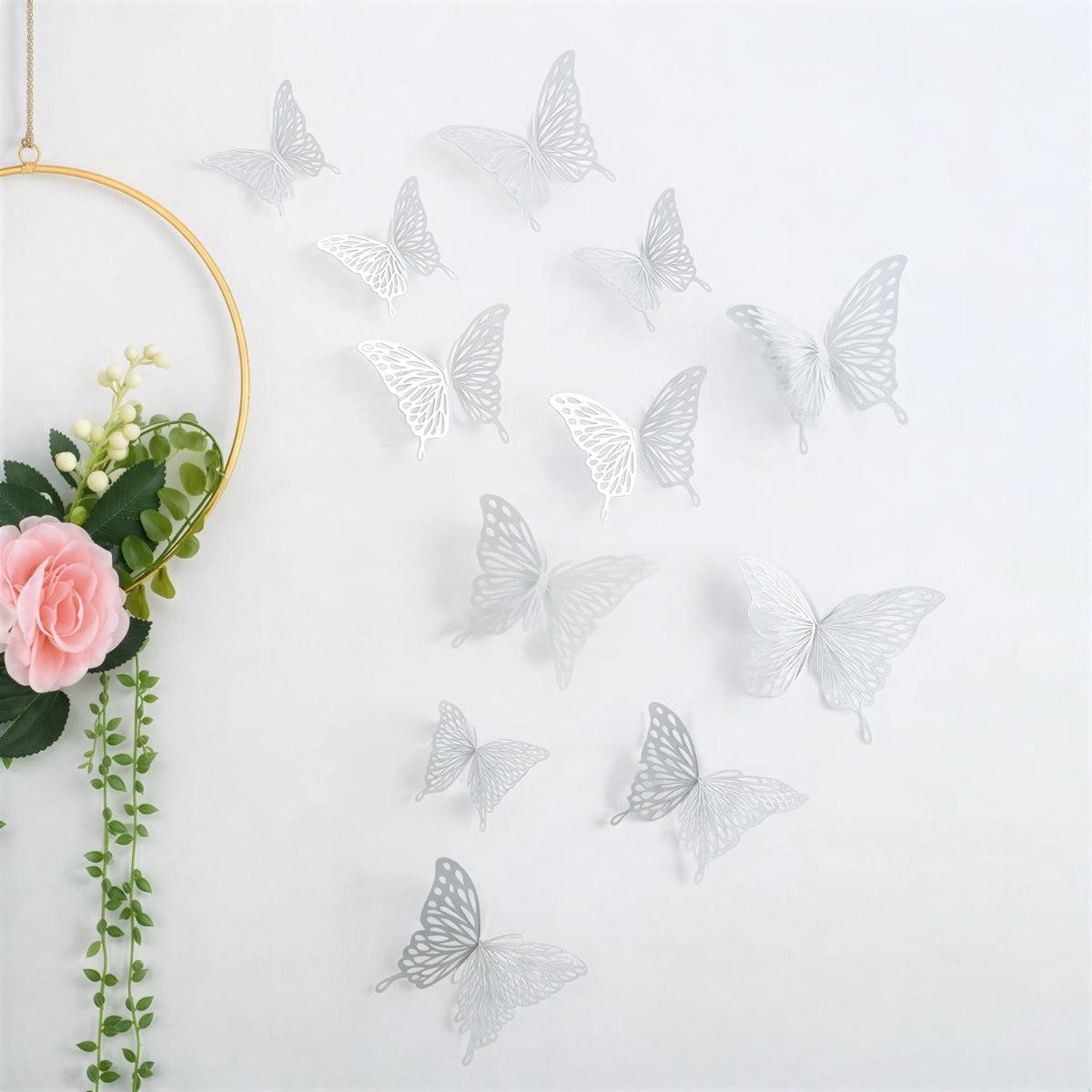 3D Butterfly Stick On Wall Decor With Creative Hollow Texture Decoration