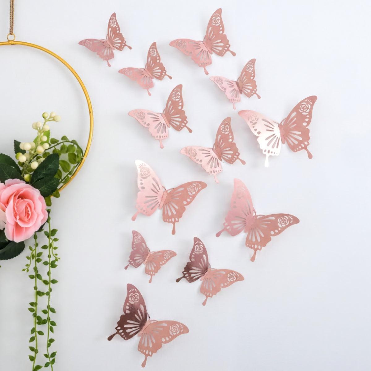 3D Butterfly Stick On Wall Decor With Creative Hollow Texture Decoration