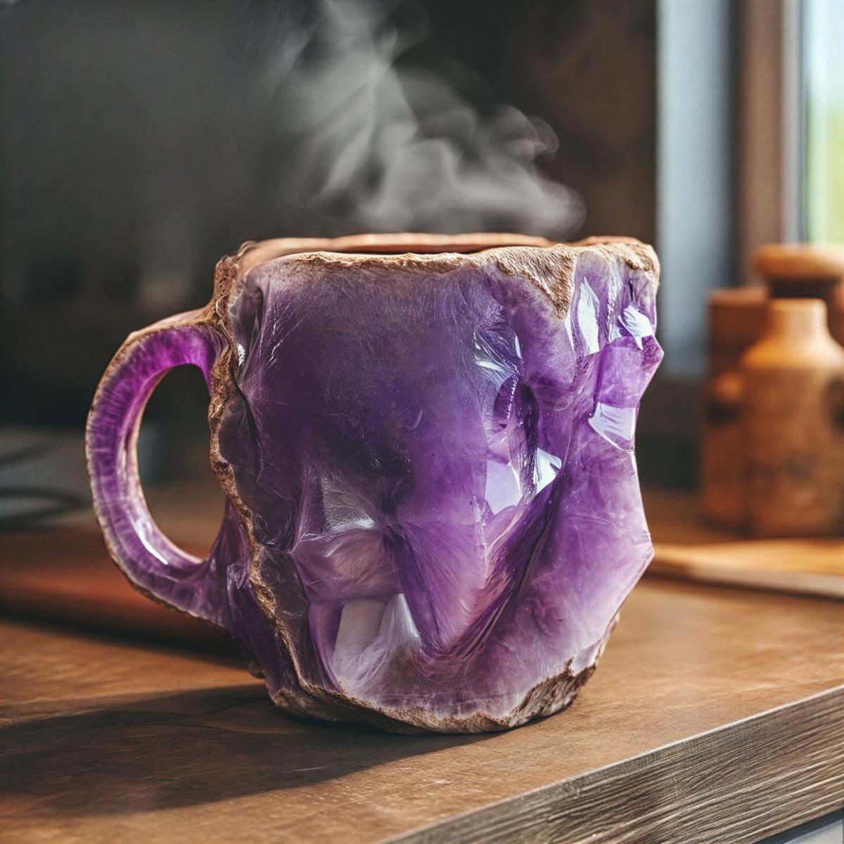 Aesthetic Coffee Mug With Mineral Crystal Geode Design