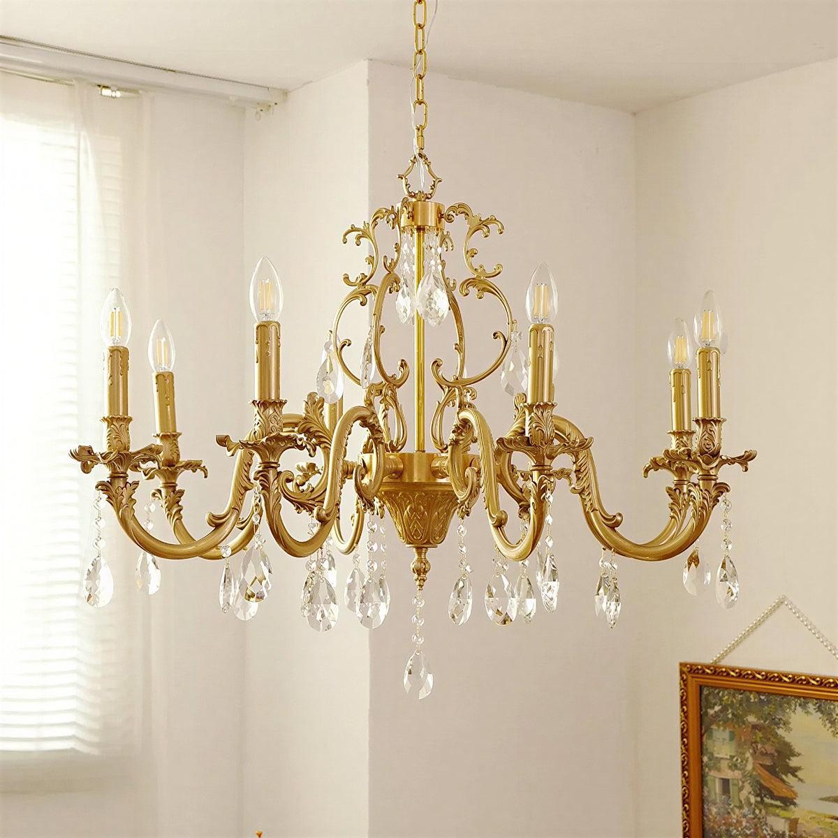 Antique Crystal Chandelier with Traditional Gold Finish