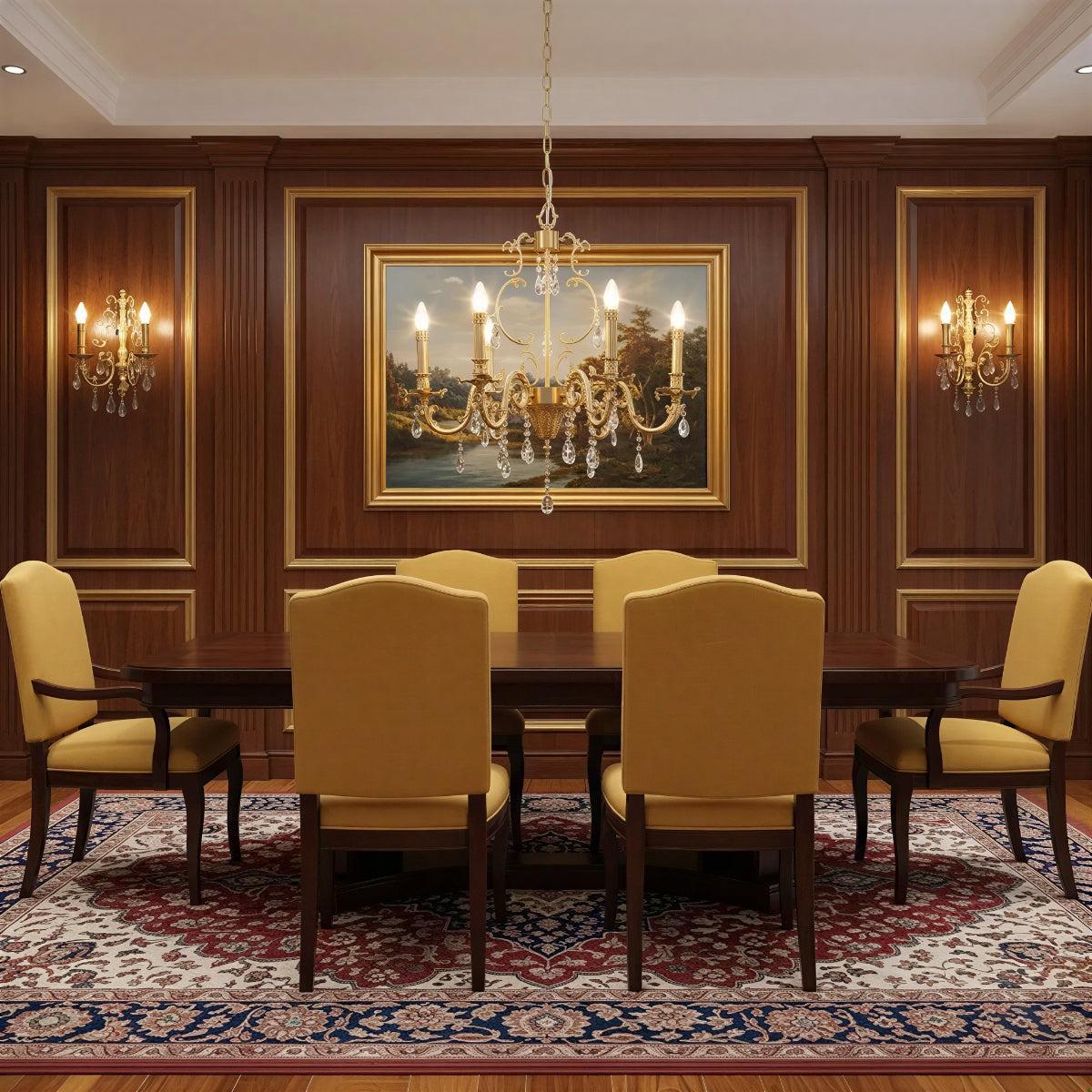 Antique Crystal Chandelier with Traditional Gold Finish
