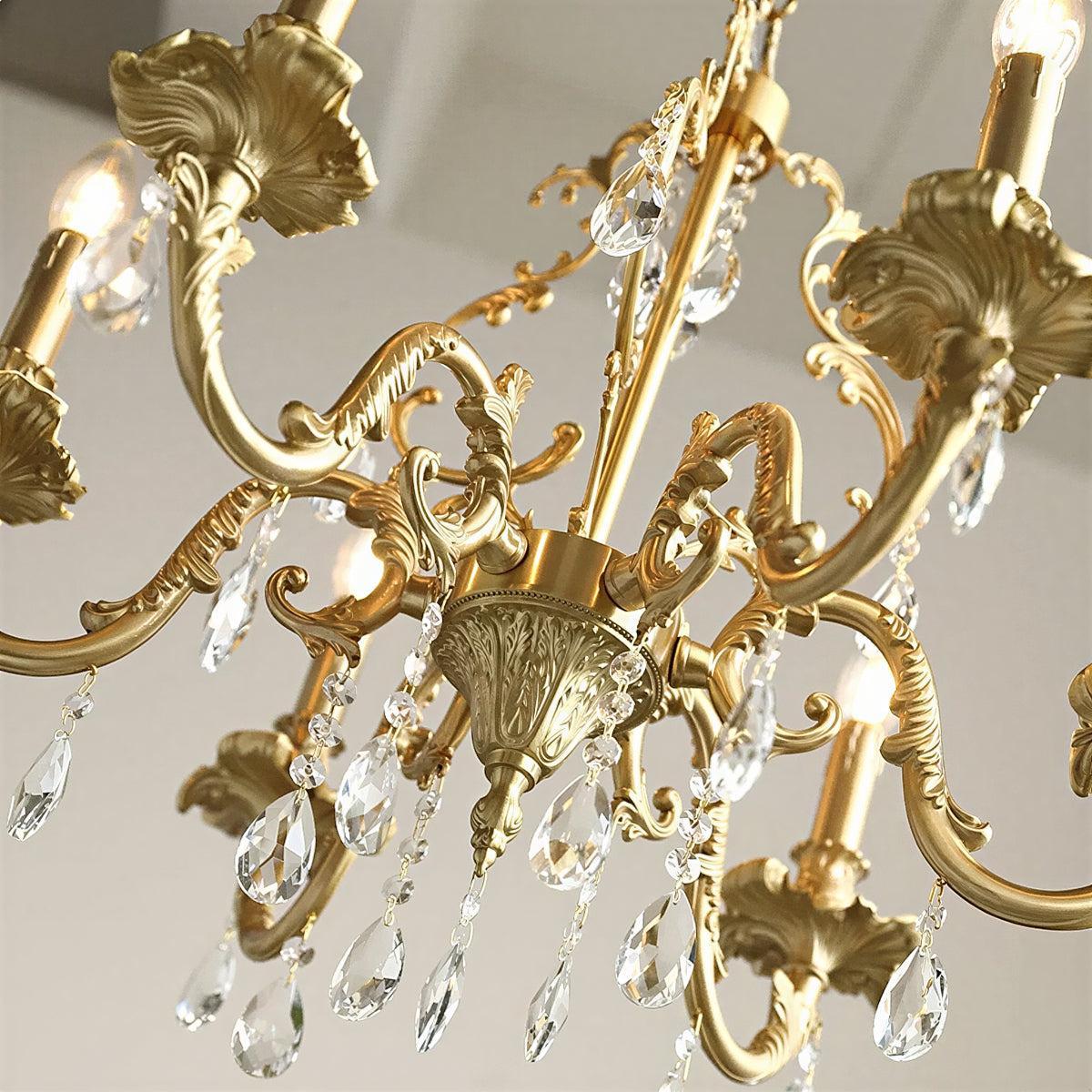 Antique Crystal Chandelier with Traditional Gold Finish