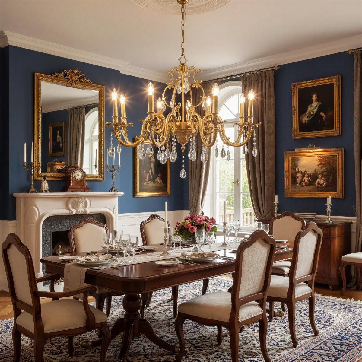Antique Crystal Chandelier with Traditional Gold Finish