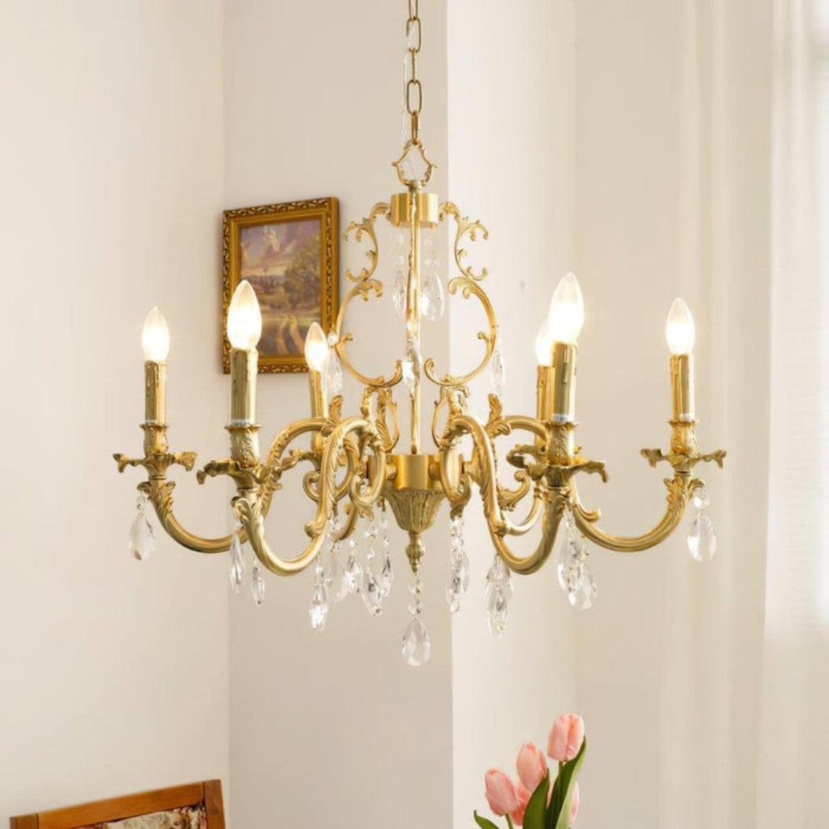 Antique Crystal Chandelier with Traditional Gold Finish