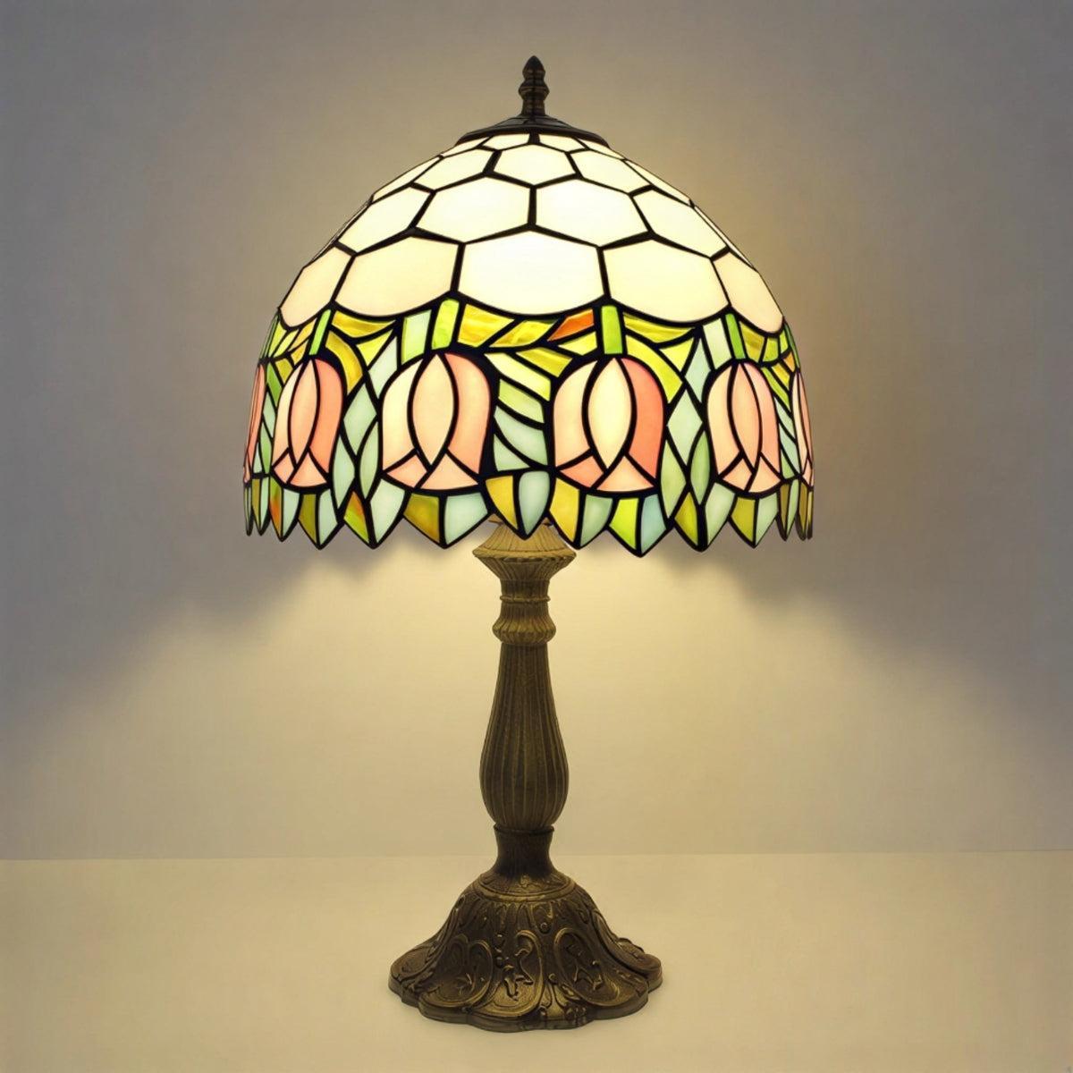 Antique Vintage Stained Glass Table Lamp