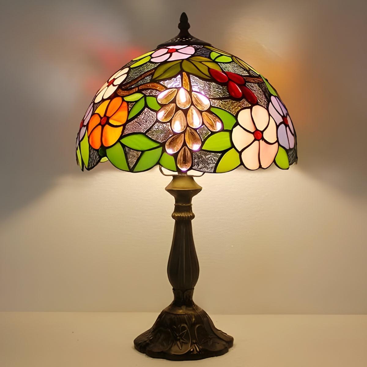Antique Vintage Stained Glass Table Lamp