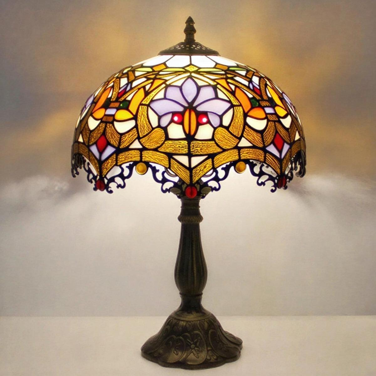 Antique Vintage Stained Glass Table Lamp