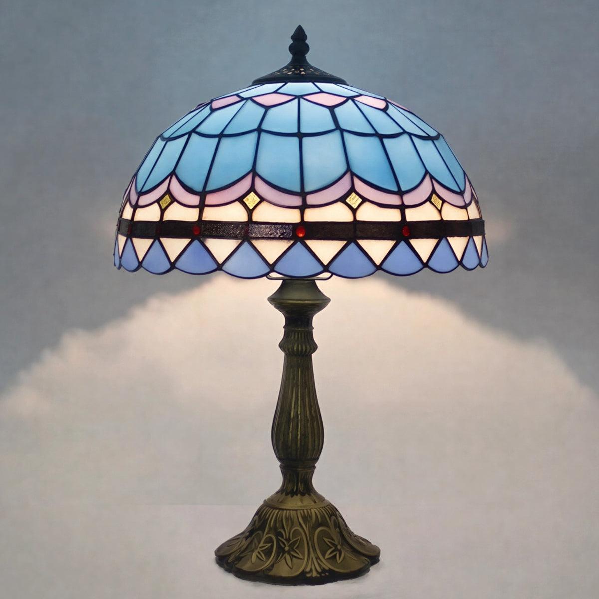 Antique Vintage Stained Glass Table Lamp