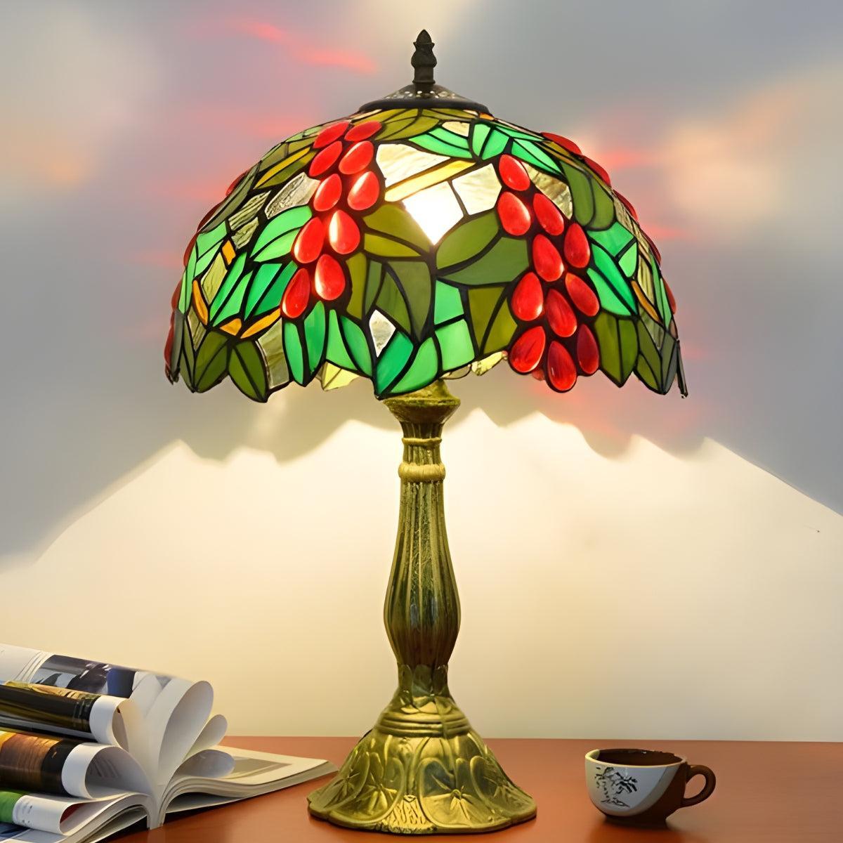 Antique Vintage Stained Glass Table Lamp