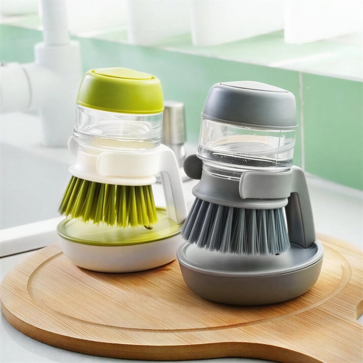 Automatic Kitchen Dishwashing Scrubber Brush With Integrated Soap Dispenser