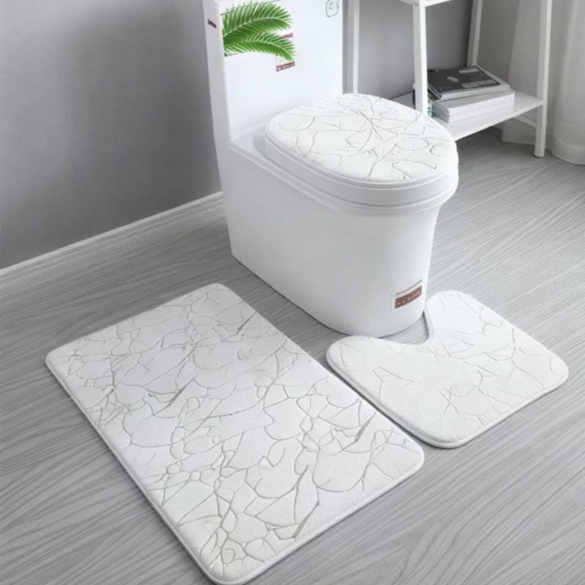 Bathroom Rug Set With Non Slip Toilet Seat Cover