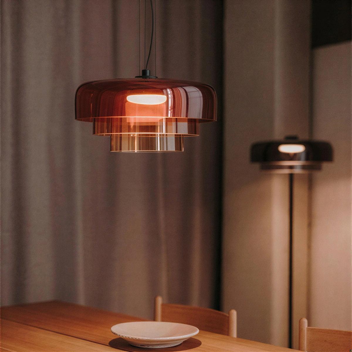 Bauhaus Glass Ceiling Pendant Light With Stacked Glass Design