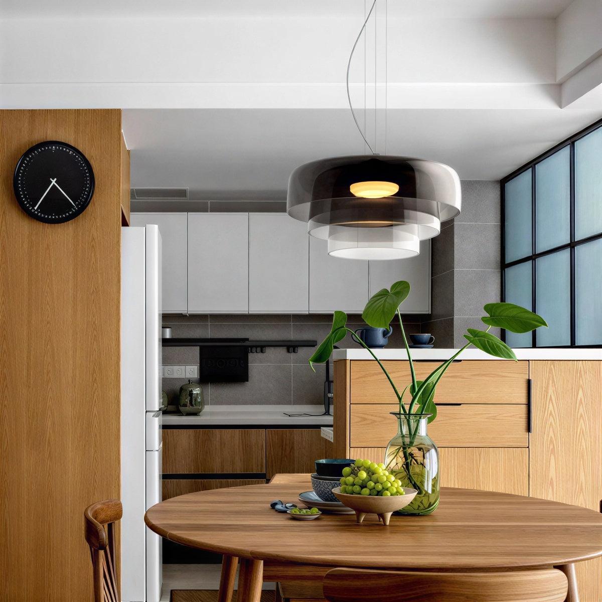 Bauhaus Glass Ceiling Pendant Light With Stacked Glass Design