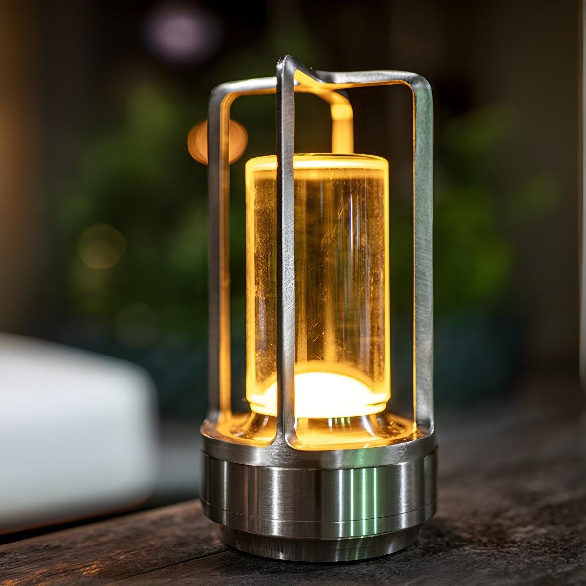 Caged Crystal Table Lamp With Cordless Rechargeable Touch Sensor