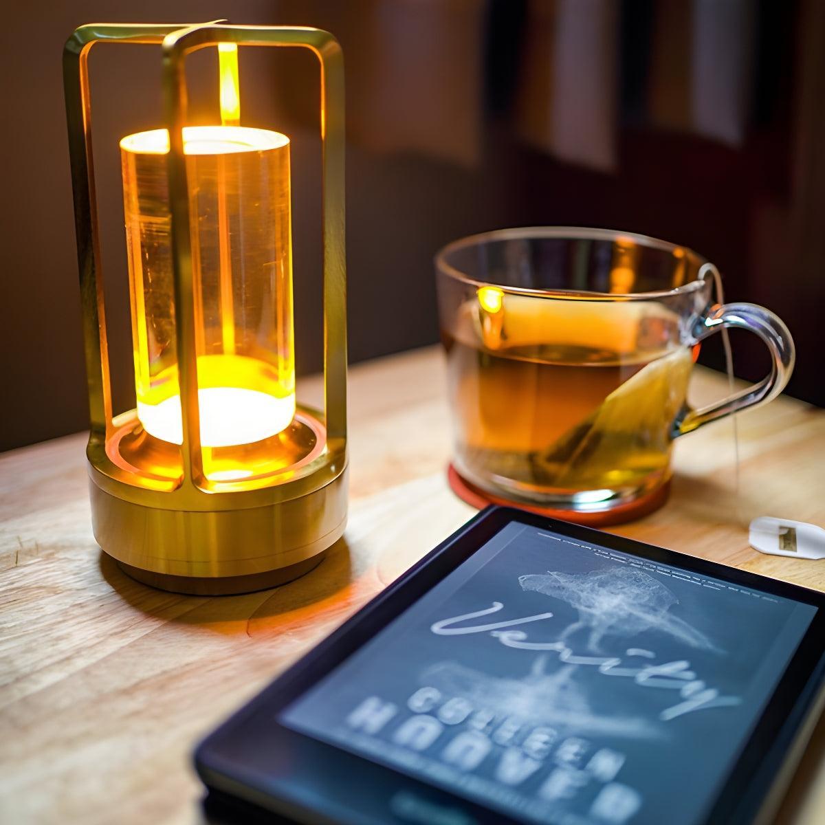 Caged Crystal Table Lamp With Cordless Rechargeable Touch Sensor