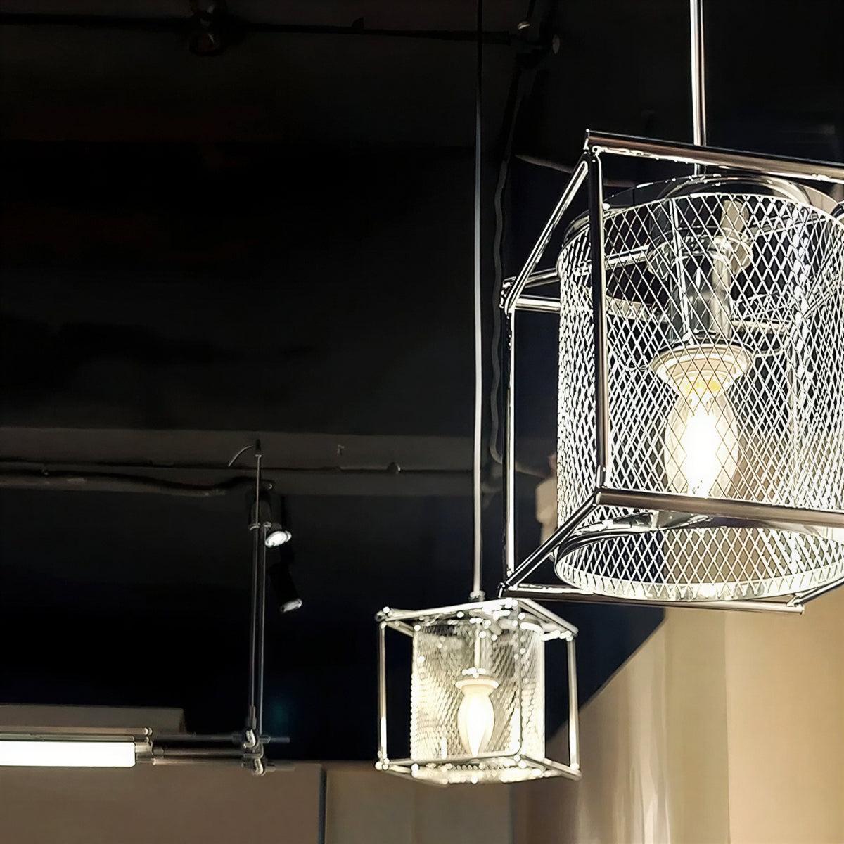 Caged Hanging Pendant Lighting Fixture for Kitchen and Bar Areas