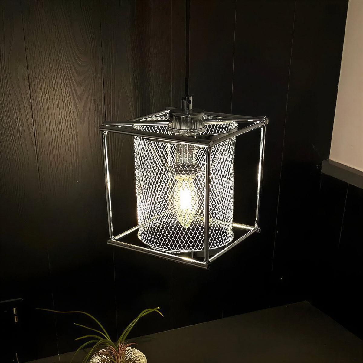 Caged Hanging Pendant Lighting Fixture for Kitchen and Bar Areas
