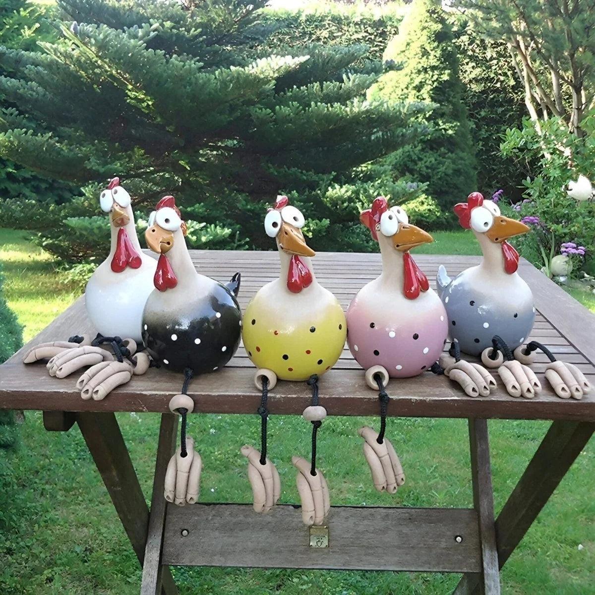 Chicken Garden Statue With Googly Eyes For Funny Lawn Ornament