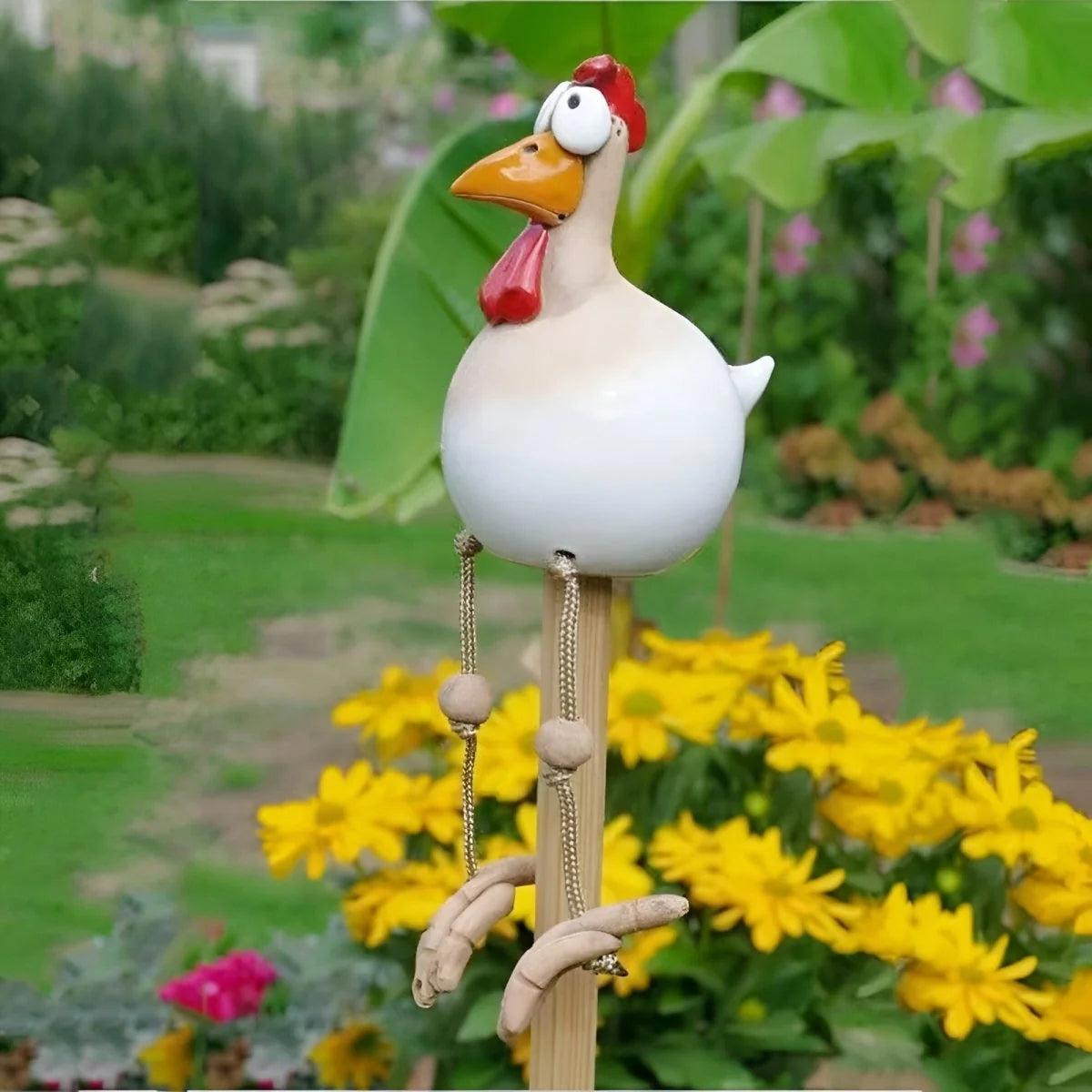 Chicken Garden Statue With Googly Eyes For Funny Lawn Ornament