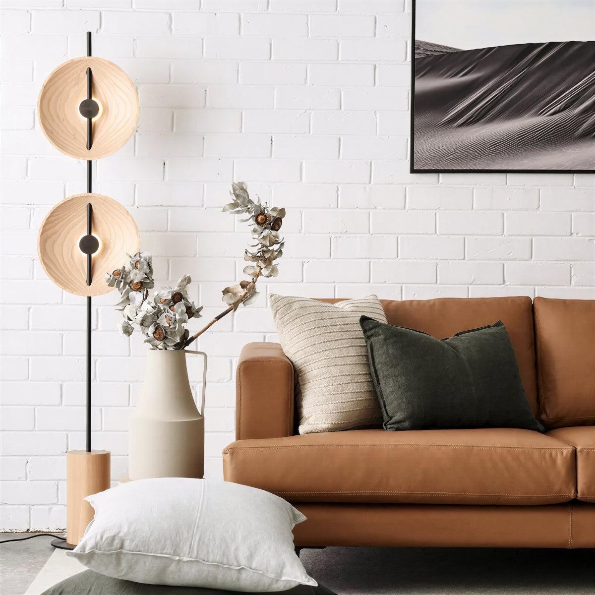 Contemporary Floor Lamp With Artistic Dual Disc Design