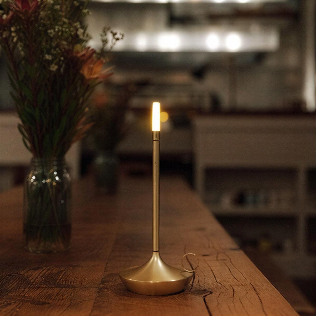 Cordless Candlelight Table Lamp With Battery-Operated Dimmable Flame For Restaurants