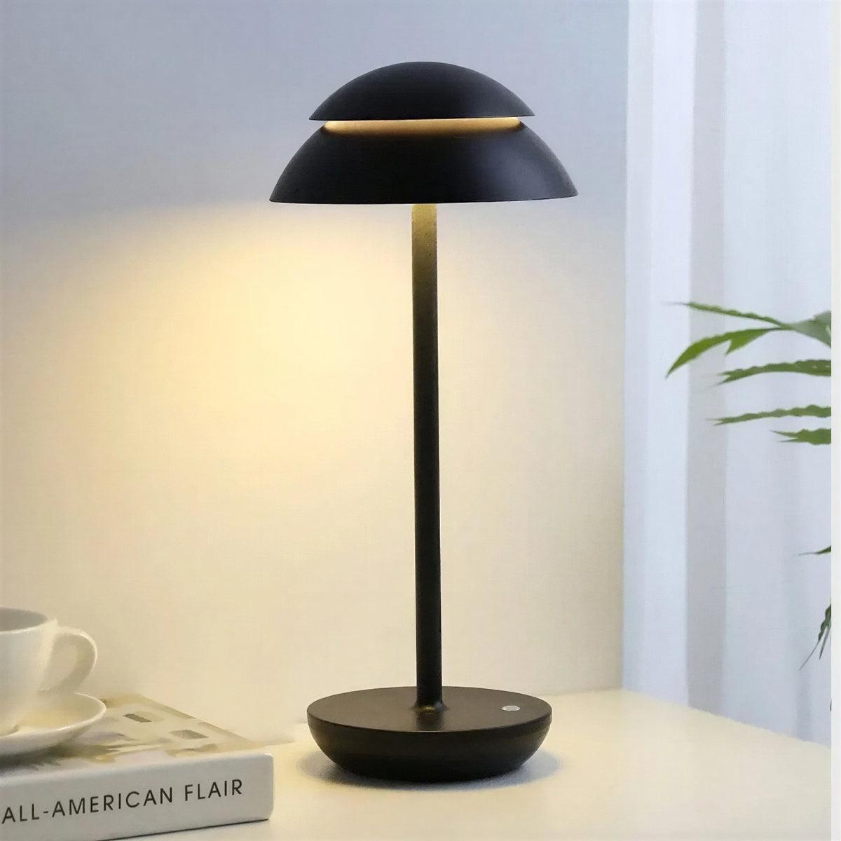 Cordless Rechargeable Mushroom Table Lamp With Touch Dimmer