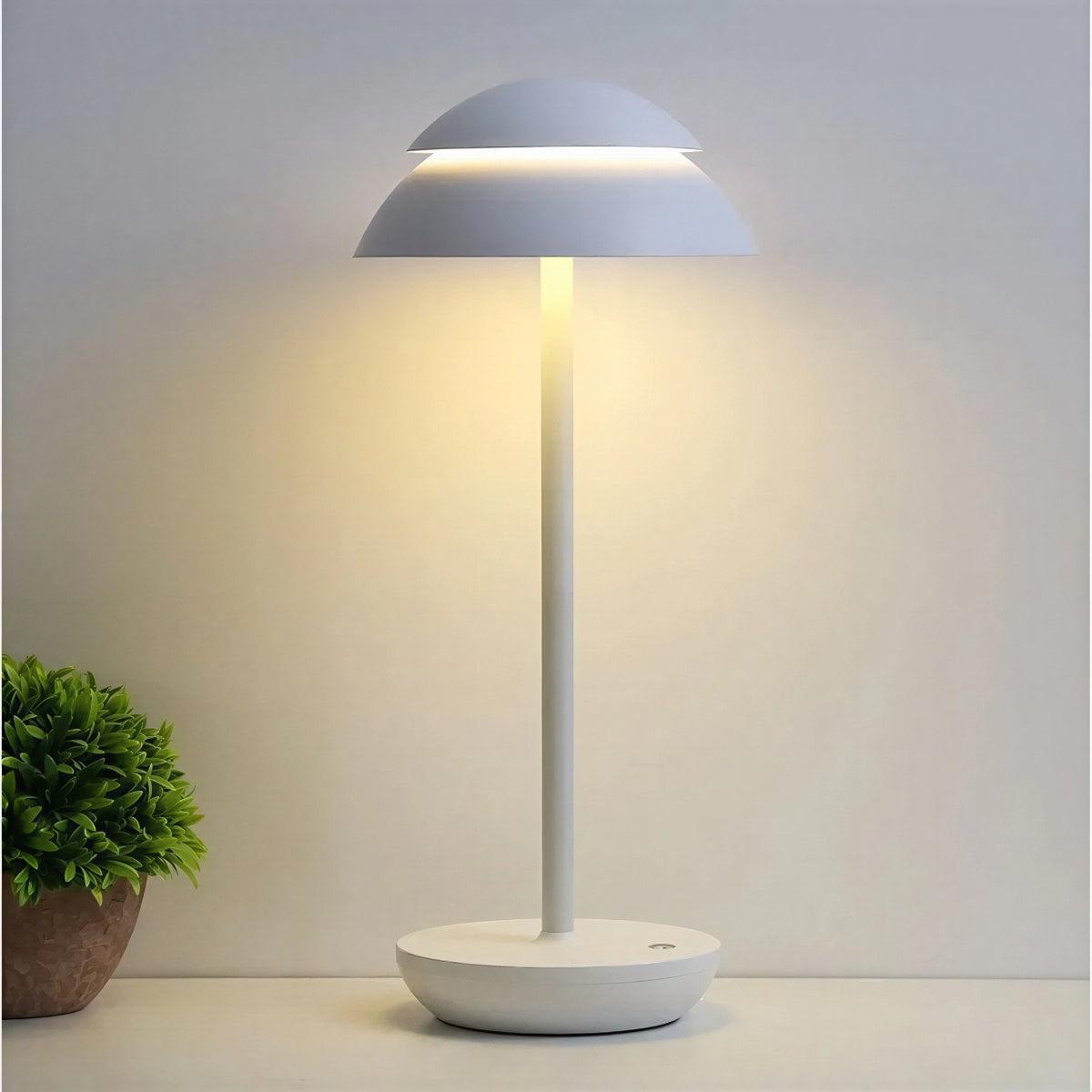 Cordless Rechargeable Mushroom Table Lamp With Touch Dimmer