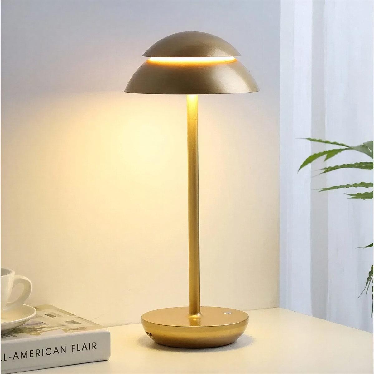 Cordless Rechargeable Mushroom Table Lamp With Touch Dimmer