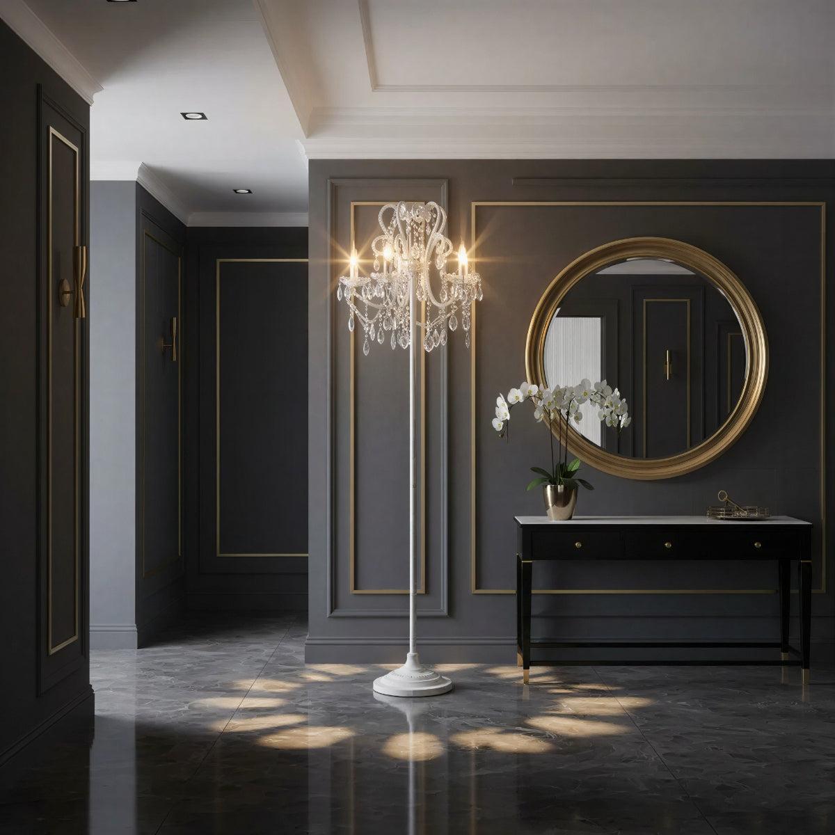 Crystal Floor Lamp for Living Room with Standing Light Design