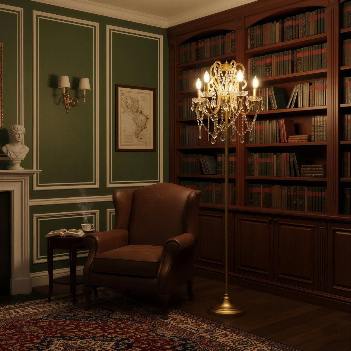 Crystal Floor Lamp for Living Room with Standing Light Design