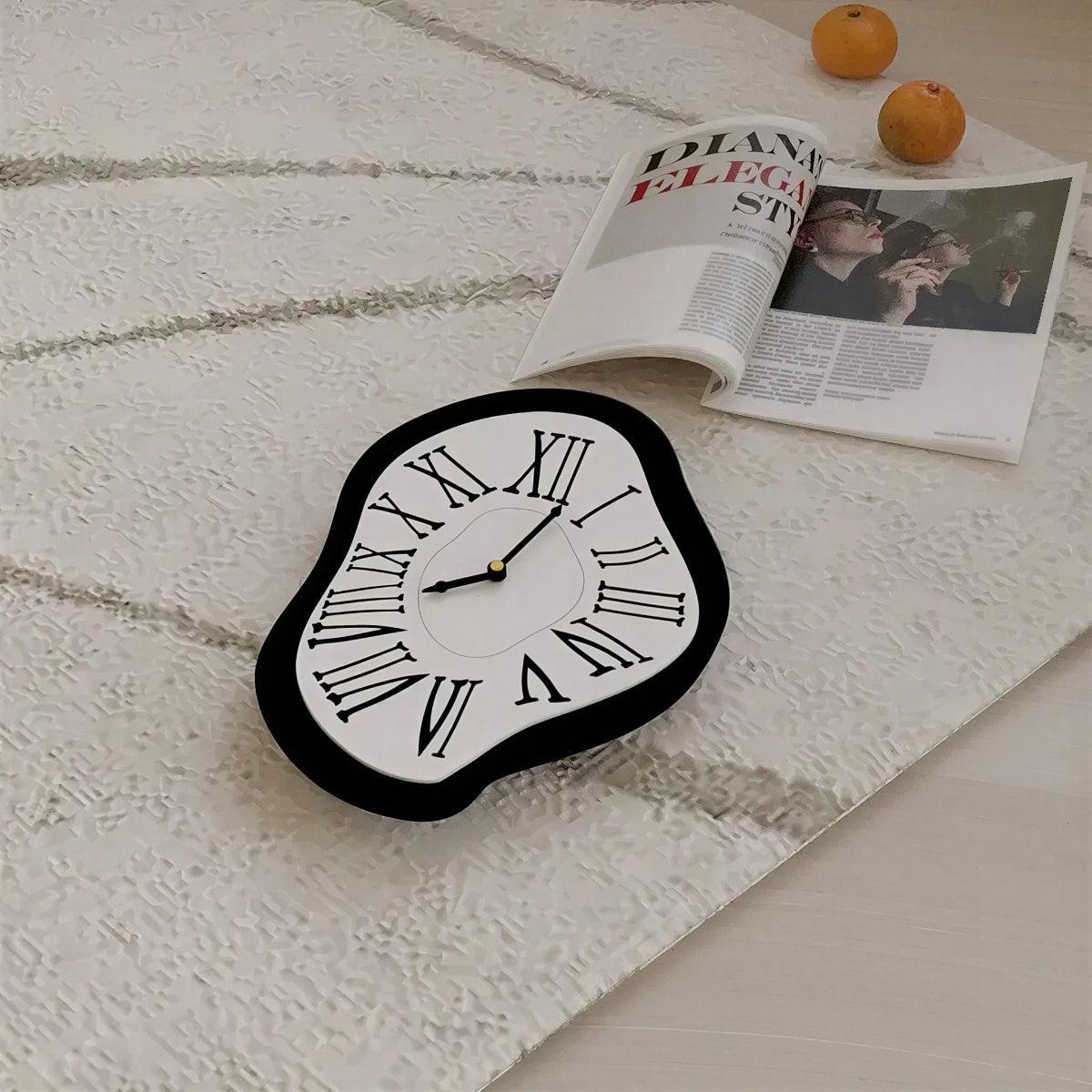Dali Inspired Melting Wall Clock With Roman Numerals for Home Decor
