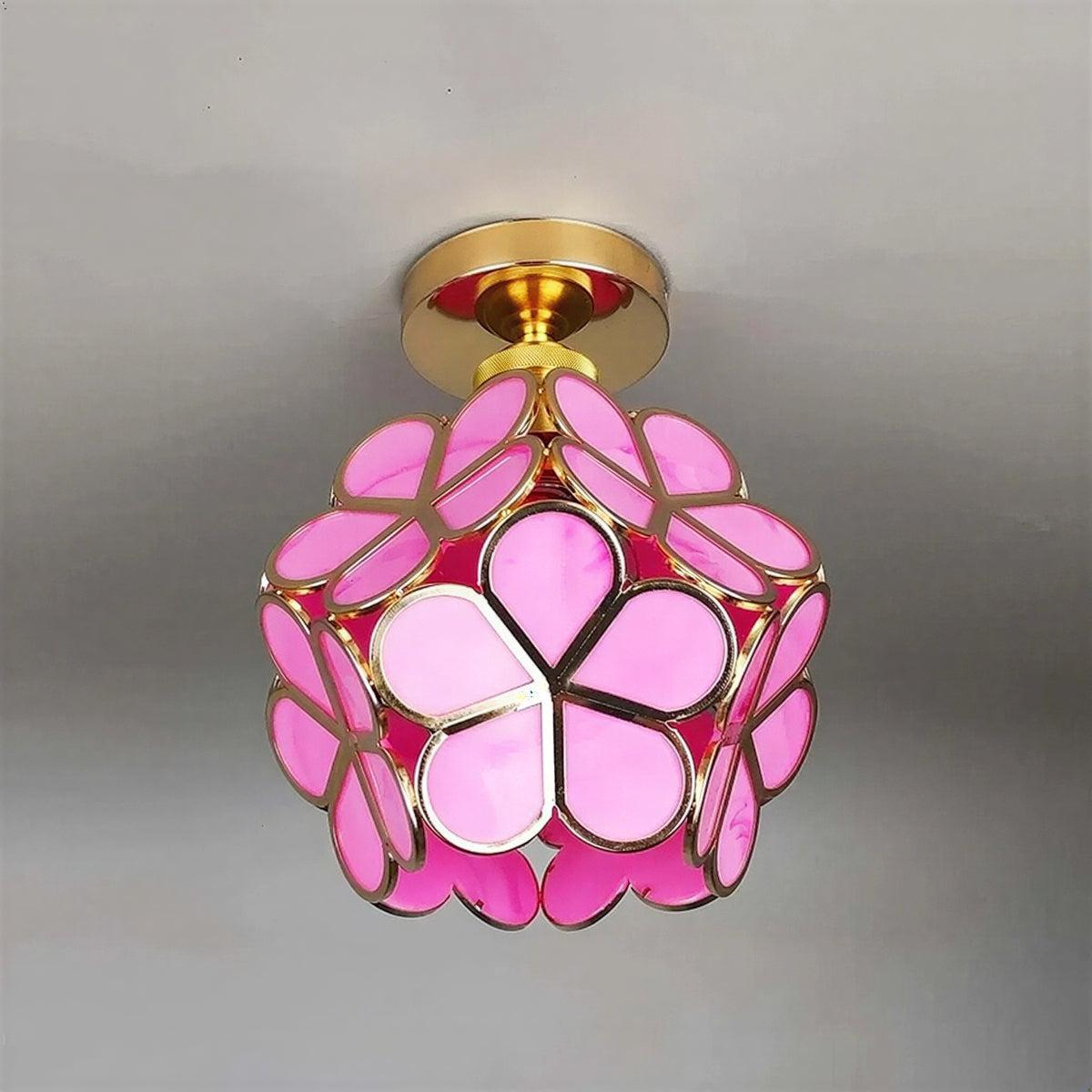 Decorative Floral Ceiling Light Fixture With Flower Shade